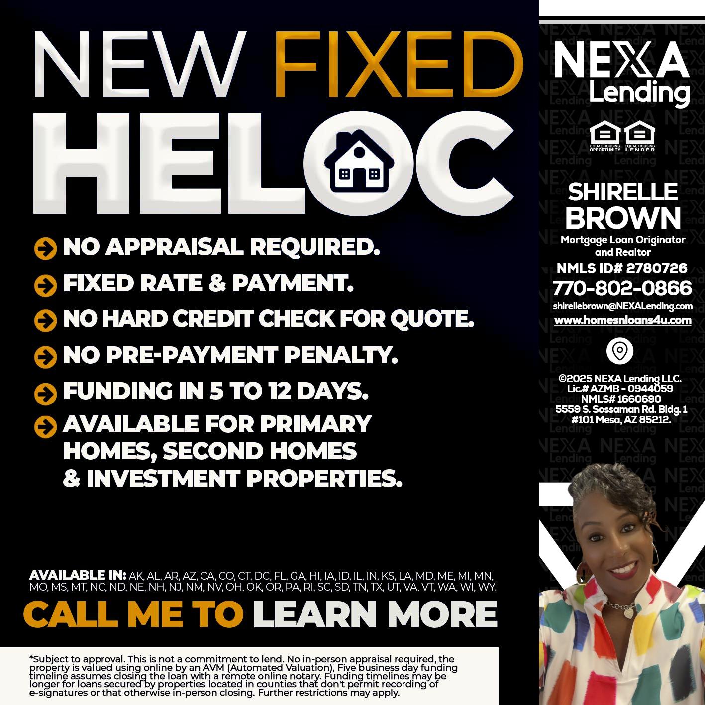 HELOC - Shirelle Brown -Mortgage Loan Originator and Realtor
