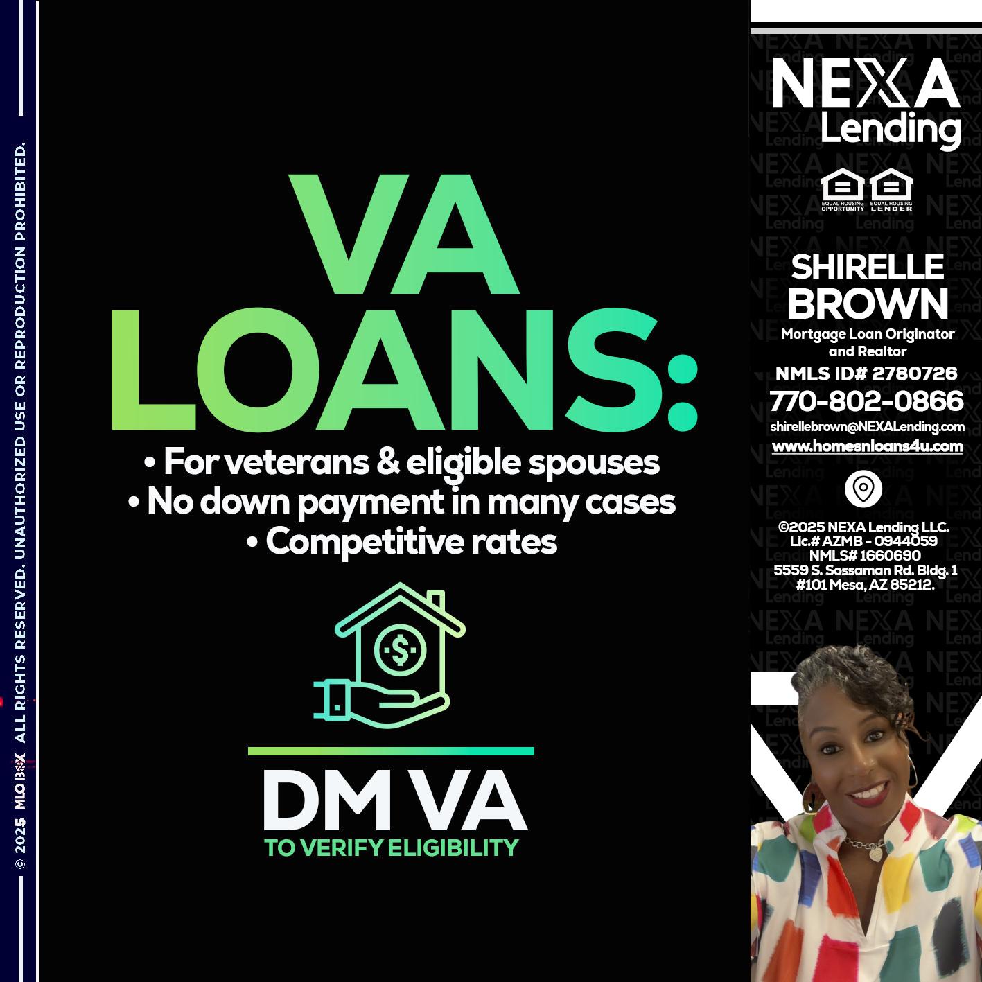 VA LOANS - Shirelle Brown -Mortgage Loan Originator and Realtor