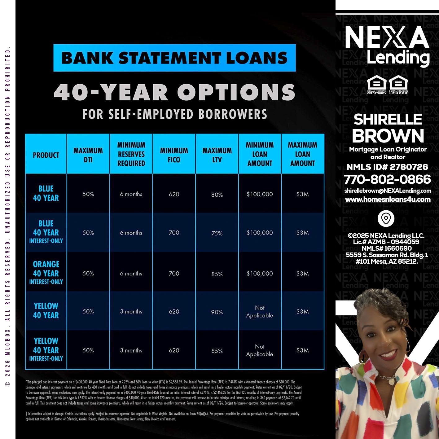 40 YR. OPTIONS - Shirelle Brown -Mortgage Loan Originator and Realtor