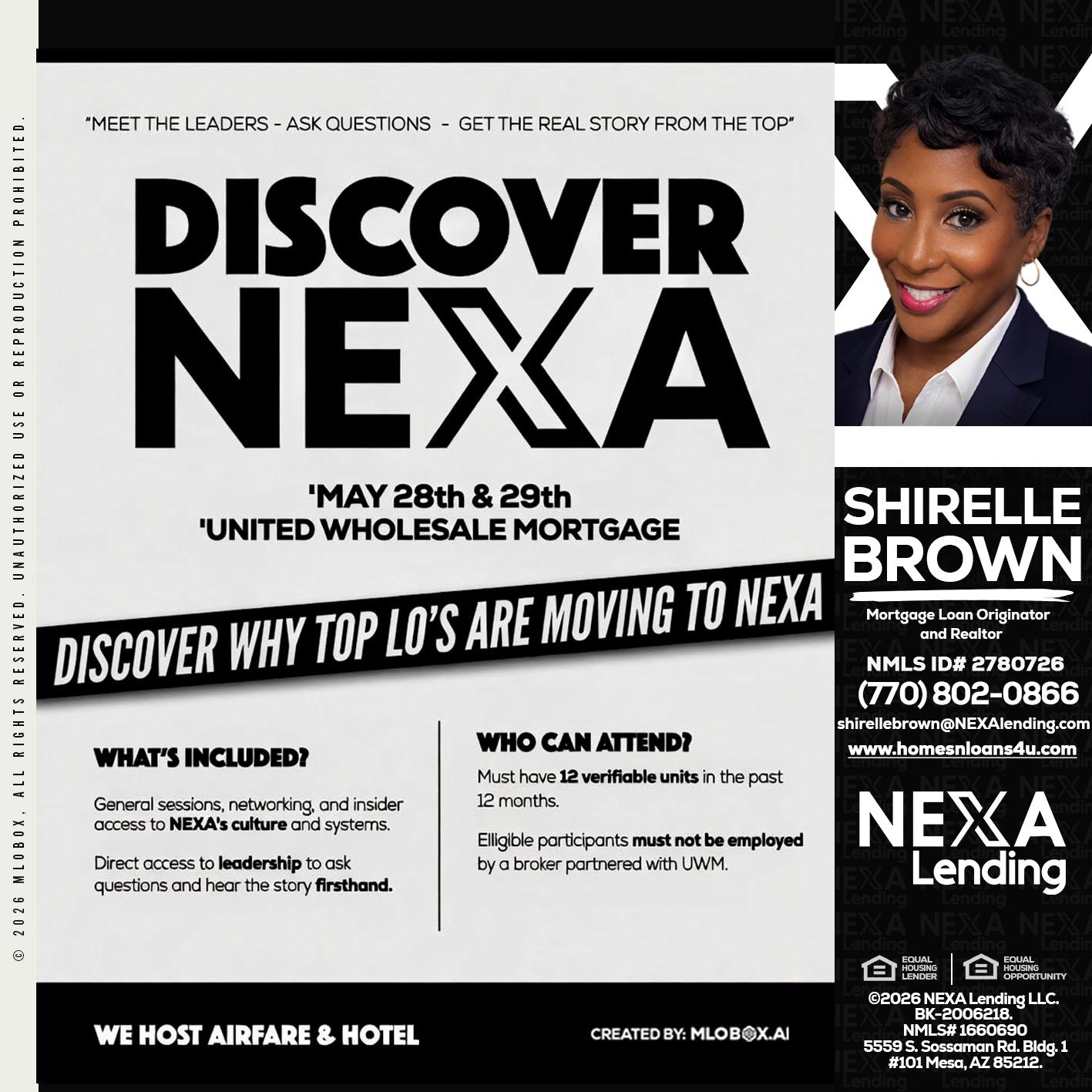 DISCOVER NEXA - Shirelle Brown -Mortgage Loan Originator and Realtor