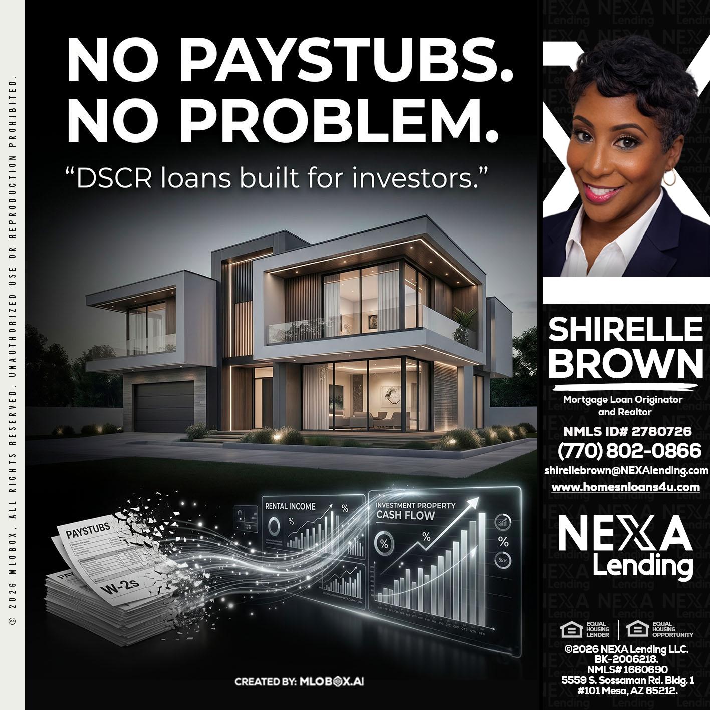 no paystub - Shirelle Brown -Mortgage Loan Originator and Realtor